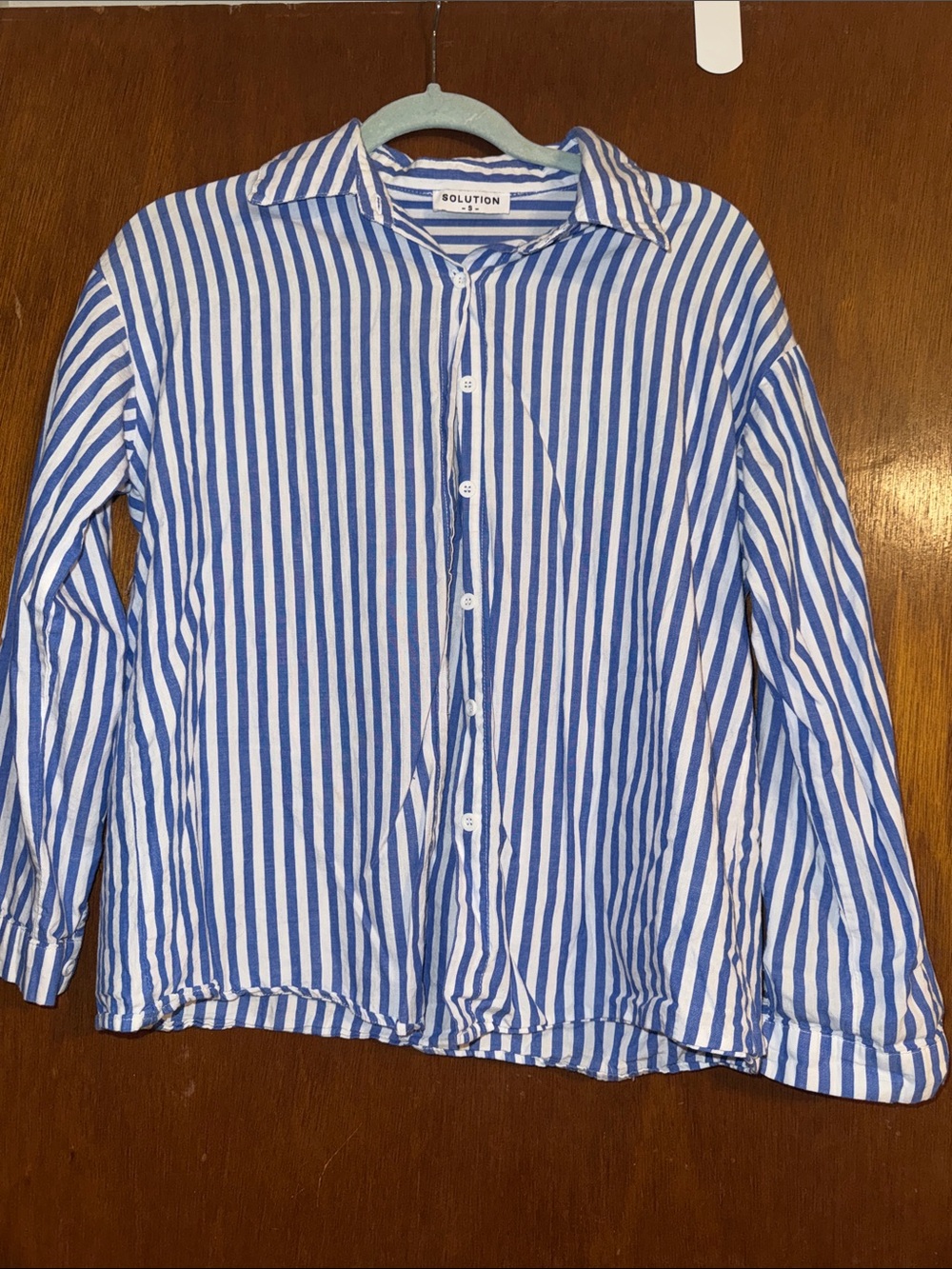 Blue & White Striped Button-Up Shirt for Women